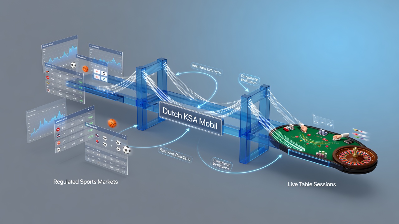 Mobiele interface die sportmarkten verbindt met live tafelspellen onder KSA-regulering