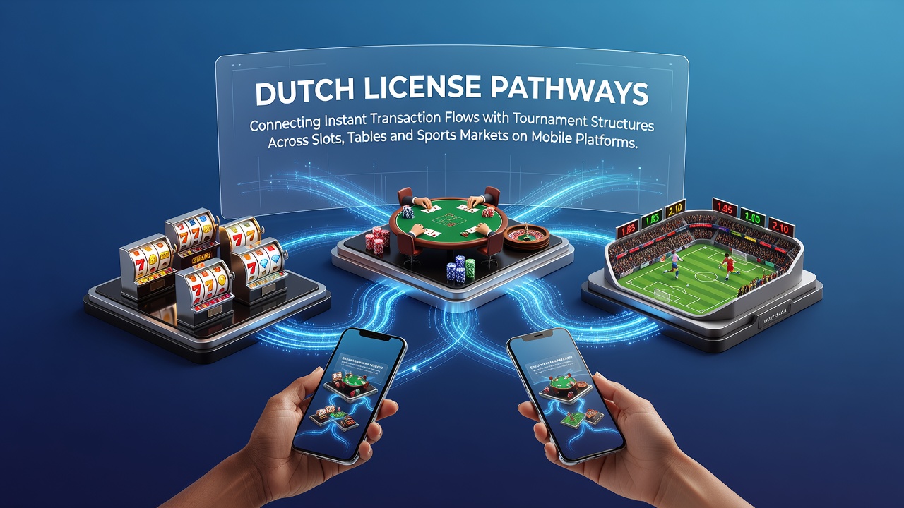 Illustratie van mobiele transactie stromen gekoppeld aan toernooien in Nederlandse licentieomgevingen