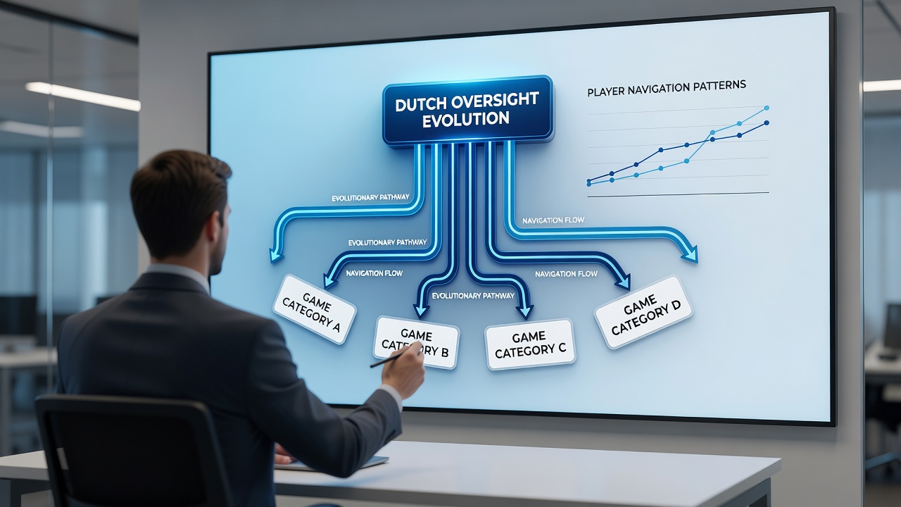 Grafiek die navigatiepatronen van spelers tussen slots, live dealer en sportweddenschappen op Nederlandse platforms weergeeft