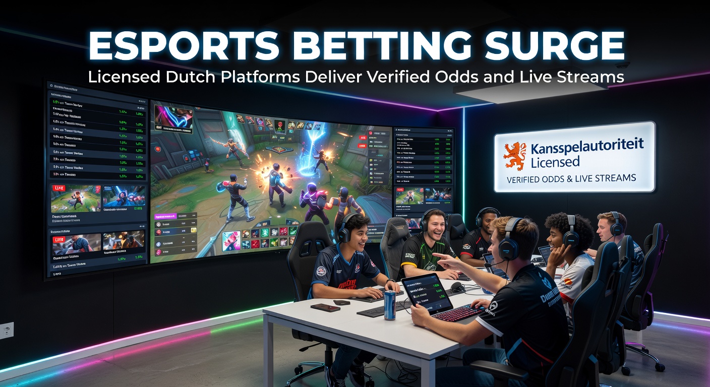 Scherm met live esports weddenschappen en odds op een Nederlands platform, inclusief streaming overlays van een Counter-Strike toernooi