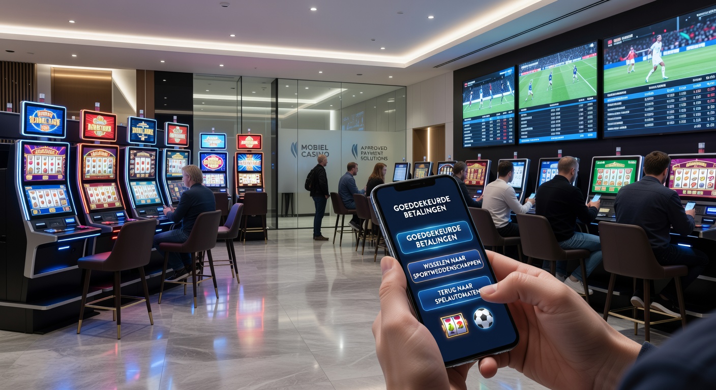 Mobiele app interface die gokkasten en sportweddenschappen verbindt via goedgekeurde betalingsoplossingen in Nederlandse casino's