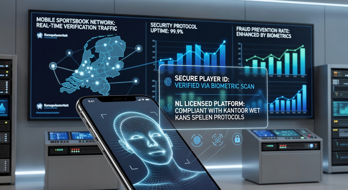 Biometrische authenticatie in actie op een Nederlandse mobiele sportsbook app met vingerafdrukscan en gezichtsherkenning