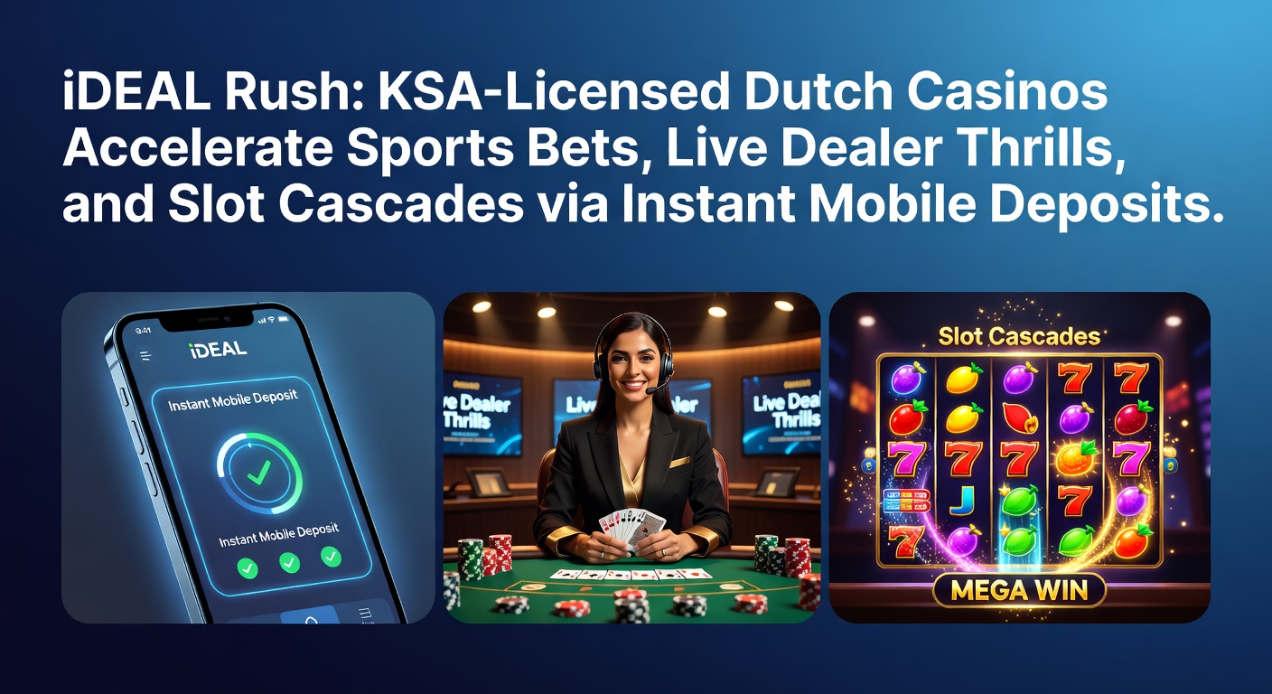 Mobiele interface van een KSA-gelicenseerd casino met iDEAL-betaling en sportweddenschappen in actie
