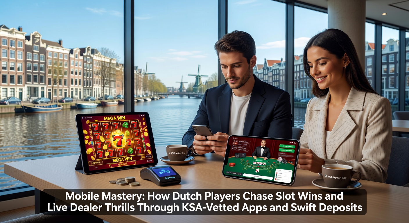 Nederlandse speler op mobiel die een slotspel draait met live dealer in de achtergrond, KSA-logo zichtbaar