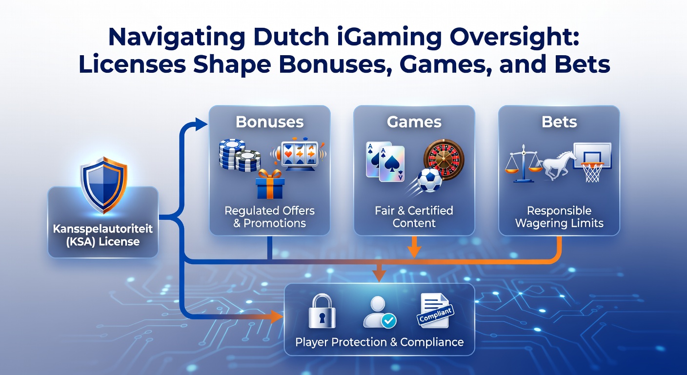 Grafiek met KSA-bonusregels, goedgekeurde spellen en inzetbeperkingen in de Nederlandse iGaming sector