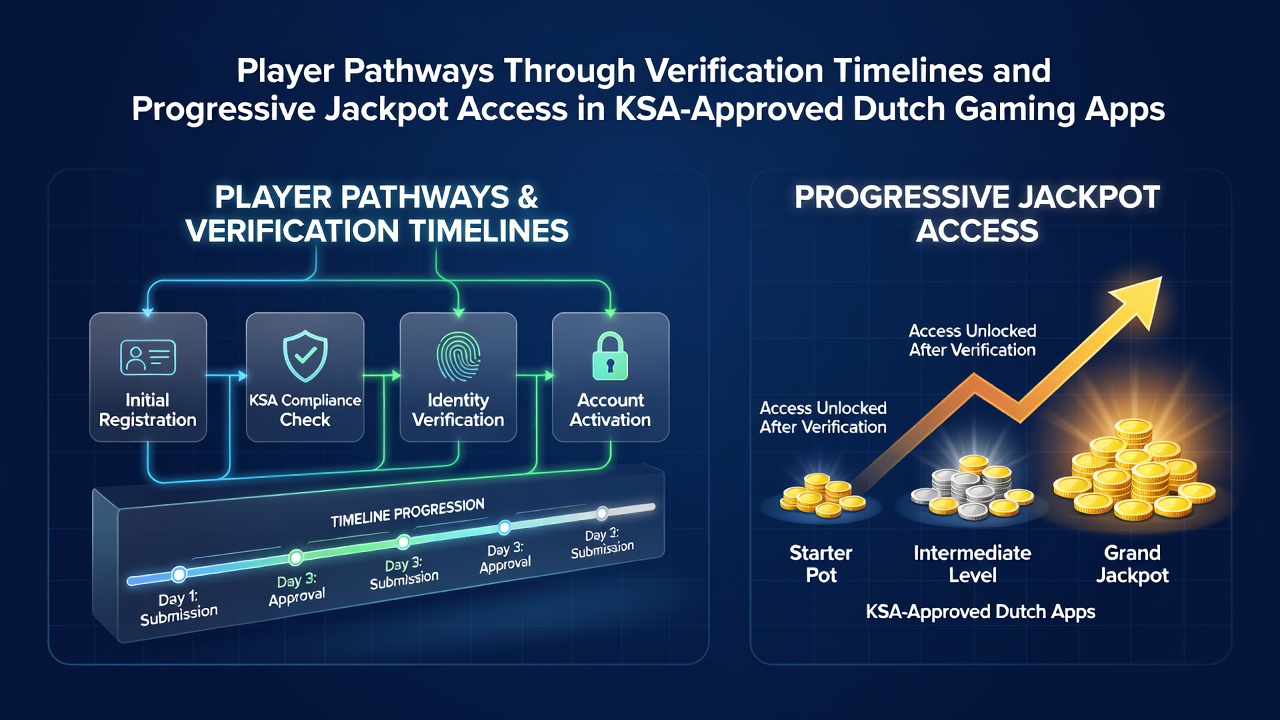 Illustratie van verificatieprocessen en jackpottoegang in Nederlandse gamingapps