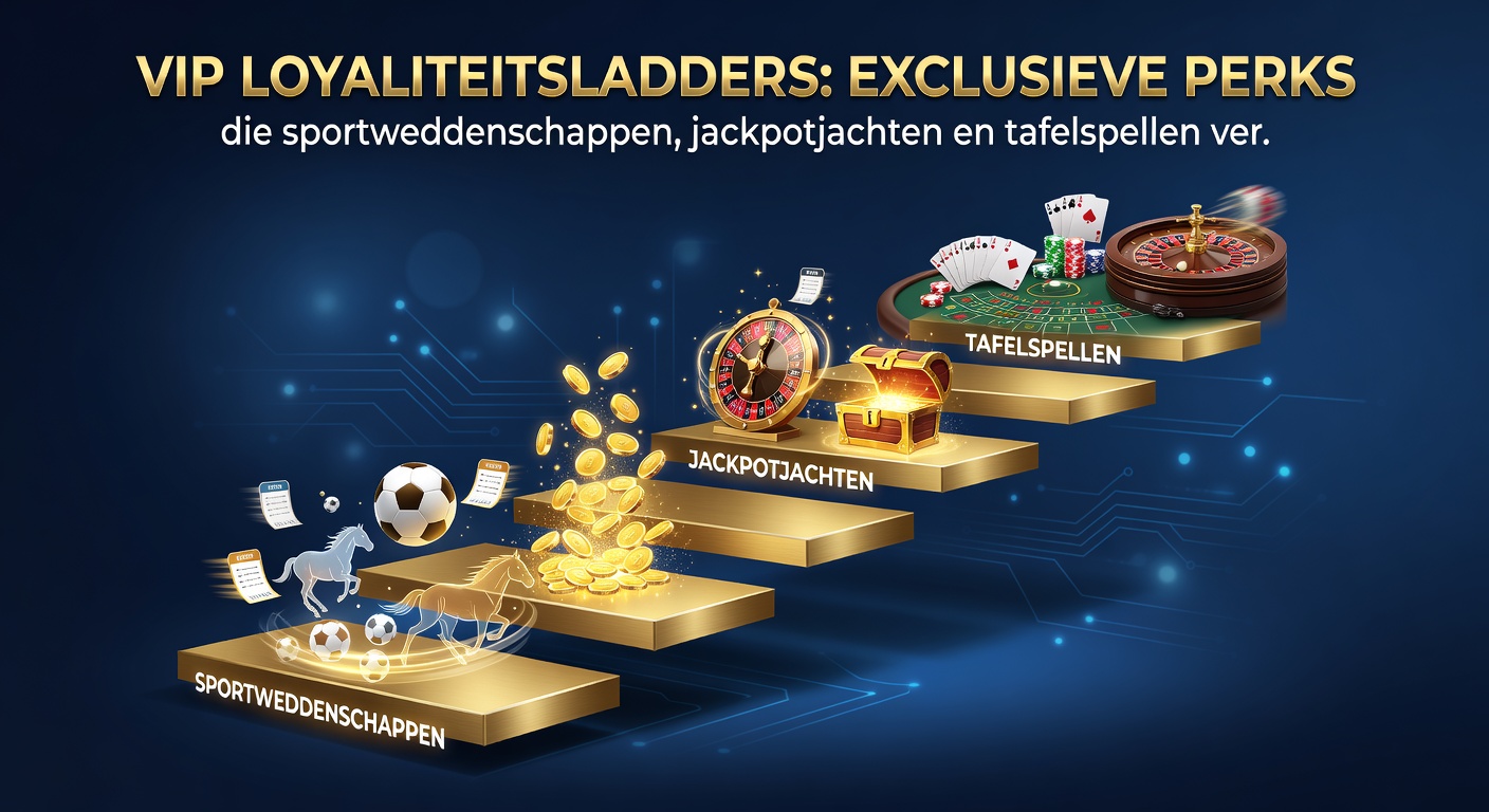 VIP-speler klimt een loyaalheidsladder met jackpot-symbolen en sportballen, symboliserend exclusieve toegang tot progressieve prijzen en verhoogde limieten bij KSA-platforms